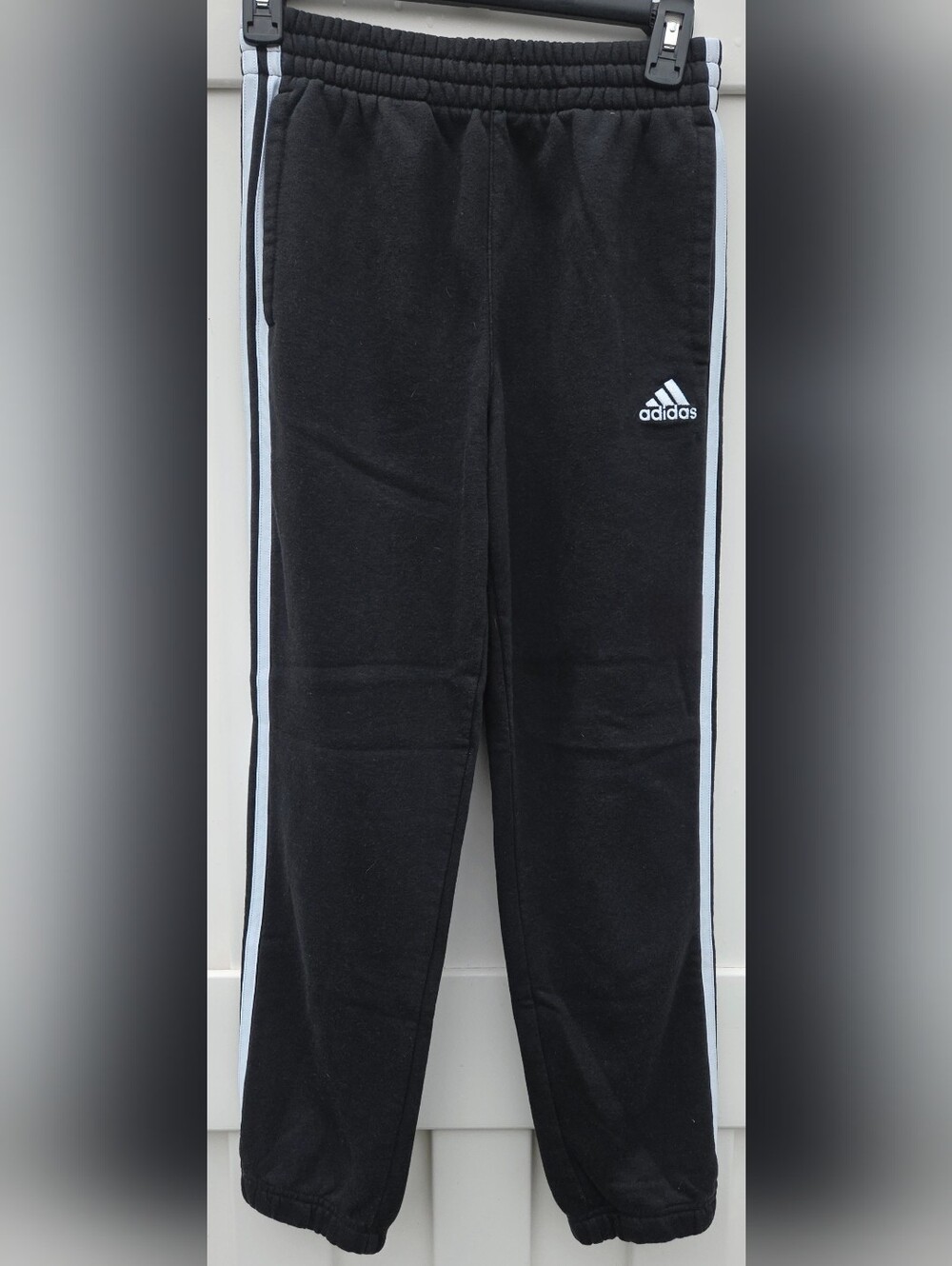 Adidas Sweatpants Youth M 10-12 Black Jogger Stripes Sporty Athleisure Athletic